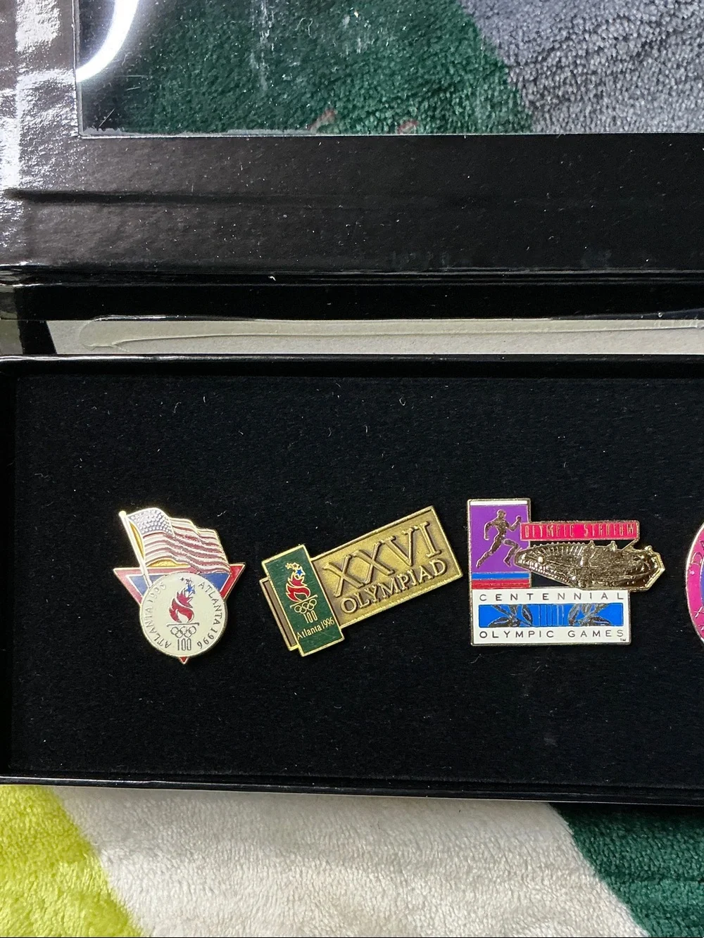 Vintage 1996 Atlanta Centennial Olympic Games 5-Pin Collection Set with Case
